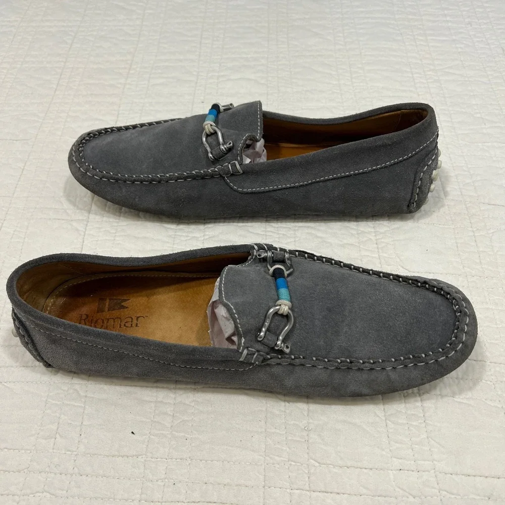 Riomar Mens Grey Suede Driving Loafers Bit Detail Size 11.5 45 Portugal